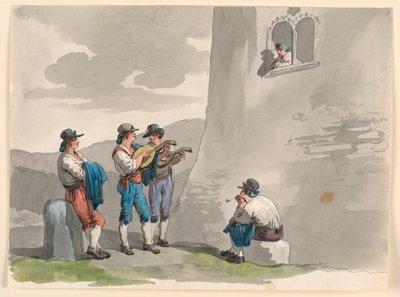 Dibujo, La Serenata, 1807-08 de Bartolomeo Pinelli