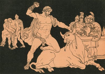 Entellus matando al toro de Bartolomeo Pinelli