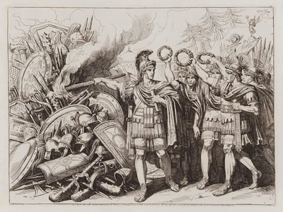 Cayo Mario quemando las armas de los cimbrios y teutones de Bartolomeo Pinelli