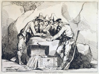 Grupo de bandidos, por Bartolomeo Pinelli (1781-1835), grabado de Bartolomeo Pinelli
