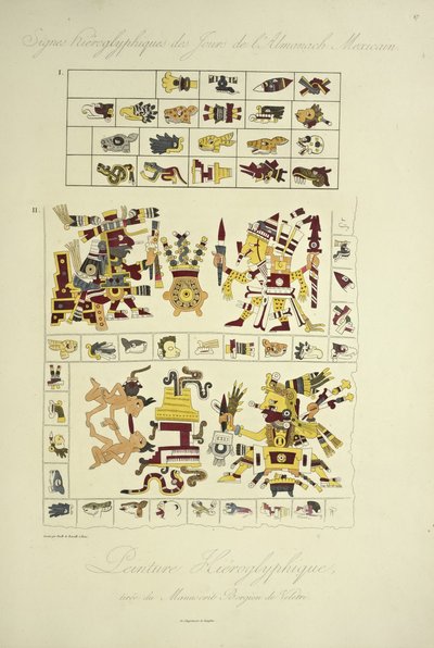 Pinturas Jeroglíficas, del Manuscrito Borgia en Veletri, ilustración de 