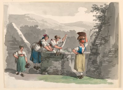 Lavandería en las montañas cerca de Roma de Bartolomeo Pinelli