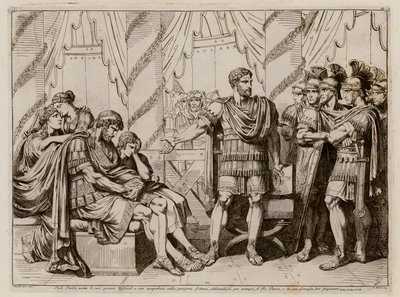 Lucius Aemilius Paullus Macedonicus señalando al derrotado rey Perseo de Macedonia de Bartolomeo Pinelli