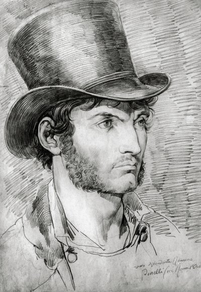 Retrato masculino (Verdadero romano), dibujo de Bartolomeo Pinelli (1781-1835) de Bartolomeo Pinelli