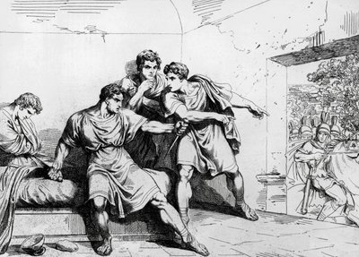 Muerte de Nerón, de Historia de los emperadores, comenzando desde Ottavio, grabado por Bartolomeo Pinelli (1781-1835), Roma de Bartolomeo Pinelli