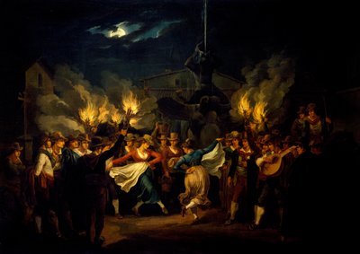 Danza nocturna en Piazza Barberini después de la cosecha de Bartolomeo Pinelli