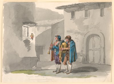 "Pifferari," dos gaiteros de los Abruzos en Roma de Bartolomeo Pinelli