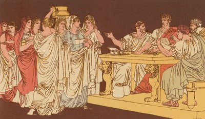Damas romanas trayendo sus ornamentos de Bartolomeo Pinelli