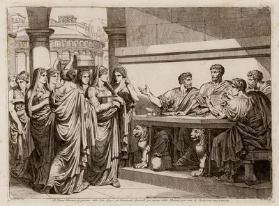 Sacrificio de las mujeres de Roma (aguafuerte) de Bartolomeo Pinelli