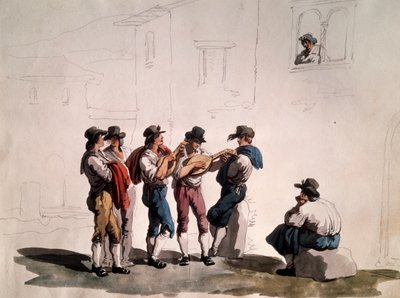Serenata, por Bartolomeo Pinelli (1781-1835), Italia de Bartolomeo Pinelli