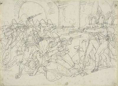 Estudio de los acontecimientos de la vida de Massaroni, un bandido italiano de Bartolomeo Pinelli