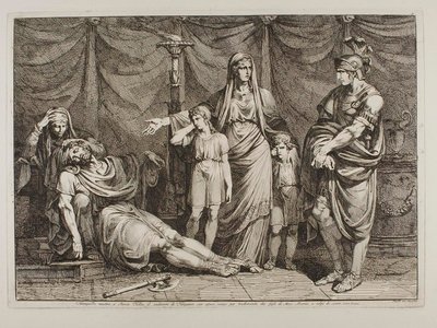 Tanaquilla muestra el cadáver de Tarquinio a Servio Tulio de Bartolomeo Pinelli