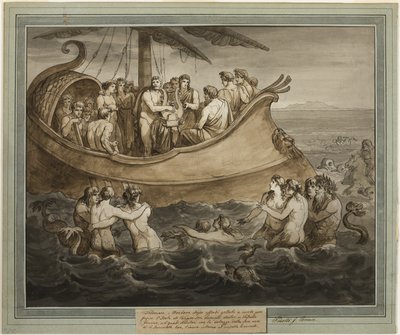 Telémaco y Mentor en una Galera después de Huir de la Isla de Calipso, de Las Aventuras de Telémaco, Libro 8 de Bartolomeo Pinelli