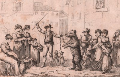 La danza del oso en Roma, grabado de Bartolomeo Pinelli de Bartolomeo Pinelli