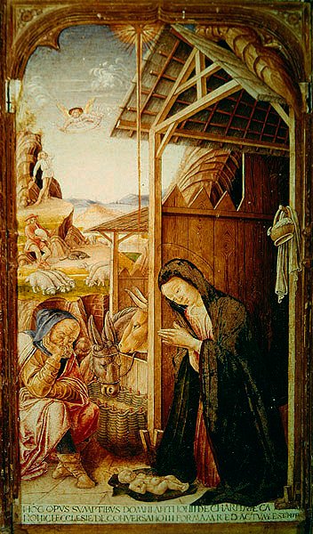Escena de la Natividad, panel central de un políptico de Conversano, 1475 de Bartolomeo Vivarini