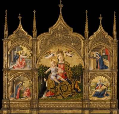 La Madonna de la Humildad, la Anunciación, la Natividad y la Piedad, c.1465 de Bartolomeo Vivarini
