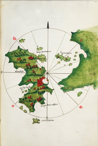Quíos y tierra firme adyacente, c.1485 (vitela) de Bartolomeo da li Sonetti