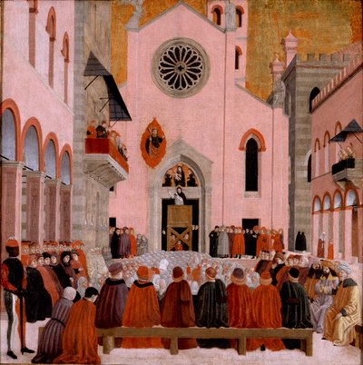 San Vicente Ferrer predicando ante un Papa, c. 1460-1476 de Bartolomeo degli Erri