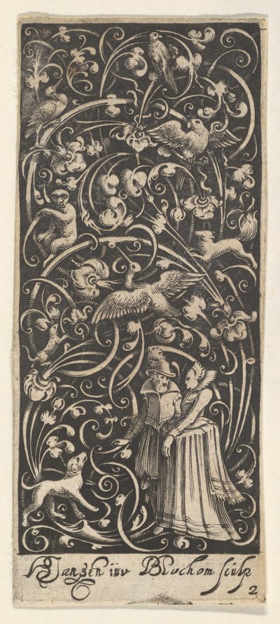 Panel vertical con un hombre y una mujer de Bartolomeus van Lochom