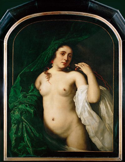 Mujer desnuda levantando una cortina (pintura sobre lienzo) de Bartolomeus van der Helst