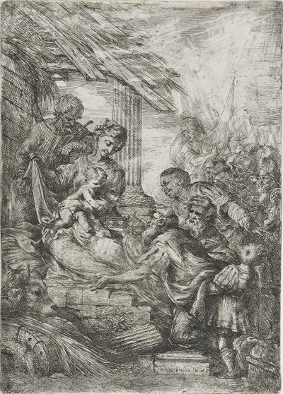 Adoración de los Reyes (La ofrenda de los sabios), después de 1657 de Bartolommeo Biscaino