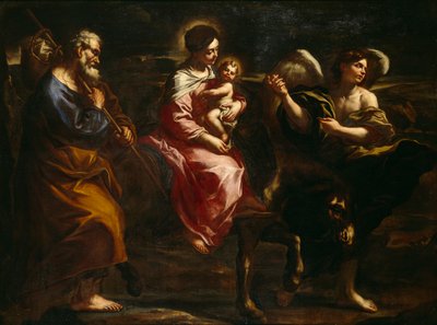 La huida a Egipto (óleo sobre lienzo) de Bartolommeo Biscaino