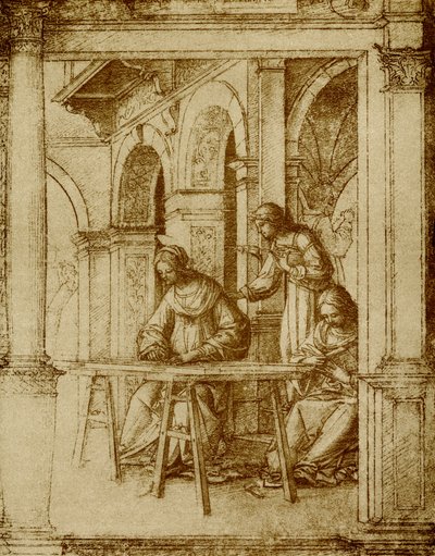 La Virgen María trabajando de Bartolommeo Suardi Bramantino
