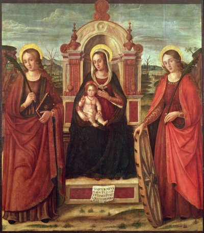 Madonna y Niño en el Trono con Santa Catalina de Alejandría y una Santa Mártir de Bartolommeo de Gentile de Urbino