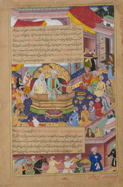 Tumanba Khan, Su Esposa y Sus Nueve Hijos, Folio de un Chingiznama, ca. 1596 de Basawan
