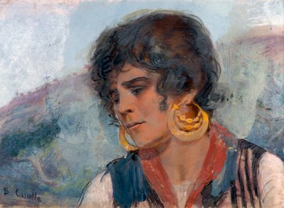 Campesina de Rapino (litografía en color) de Basilio Cascella