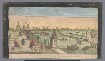 Vista de Hogesluis hacia Buiten-Amstel, Amsteldijk y los molinos en Zaagmolensloot en Amsterdam Vue de l