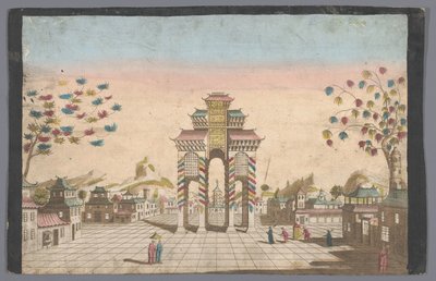 Visión de un triángulo en un pueblo de la región
Vista óptica de un arco de triunfo muy alto, en la ciudad de Cantón en China (título en el objeto) de Basset