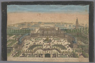 Vista del palacio del Margrave de Bayreuth en Erlang Vue perspectiva du superbe palais du comte hoheit margrave de Bareith à Erlang en Allemagne (título sobre el objeto) de Basset
