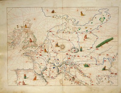 Europa, del Atlas del Mundo en treinta y tres Mapas de Battista Agnese