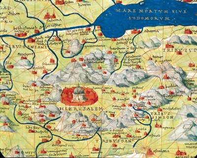 Tierra Santa, Israel y Palestina: Jerusalén y el Mar Muerto, del Atlas del Mundo en treinta y tres Mapas de Battista Agnese