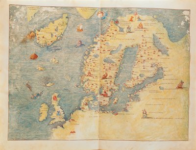 Mapa del norte de Europa, de Portolan Atlas de Battista Agnese
