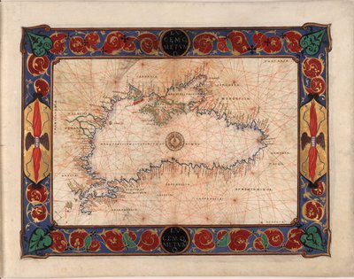 Mapa del Mar Negro incluyendo parte de la actual Rumania, Bulgaria, Turquía, Ucrania y Rusia de Battista Agnese