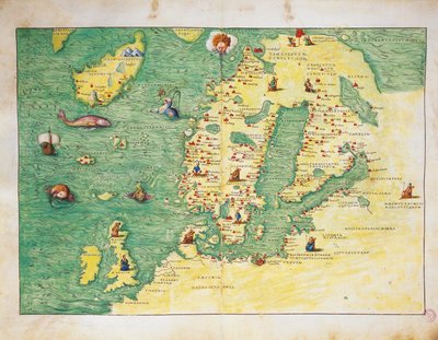 Europa del Norte, del Atlas del Mundo en treinta y tres Mapas, por Battista Agnese de Battista Agnese