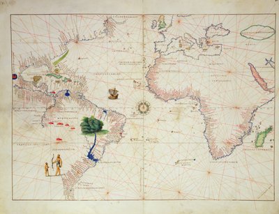 El Nuevo Mundo, de un Atlas del Mundo en 33 Mapas, Venecia, 1 de septiembre de 1553 de Battista Agnese