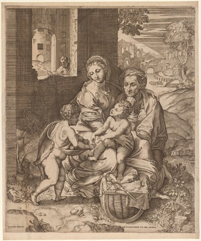La Sagrada Familia (La Perla) (después de Rafael) de Battista Angolo del Moro
