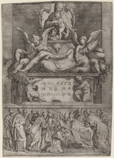 Tumba de un obispo de Battista Angolo del Moro after Parmigianino