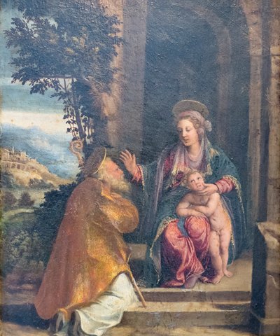 Virgen con el Niño y obispo de Battista & Dossi Dosso (c.1486 1542) Dossi