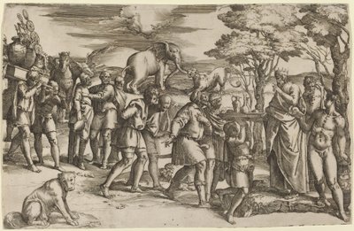 Abraham pagando diezmos a Melquisedec de Battista Franco
