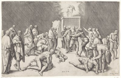 Arca de la Alianza en el templo de Dagón de Battista Franco