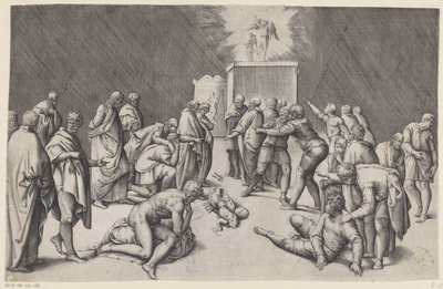 Arca de la Alianza en el templo de Dagón de Battista Franco