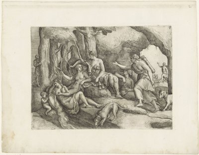 Diana y sus ninfas de Battista Franco