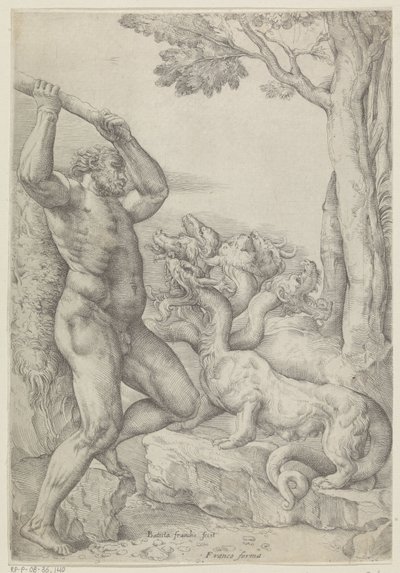 Hércules luchando contra la Hidra de Lerna de Battista Franco
