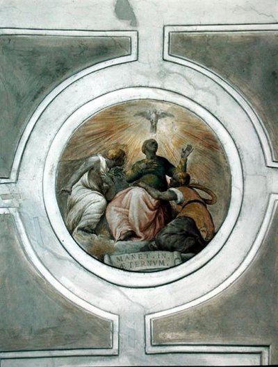 Representación de una de las Virtudes, detalle del techo de la Capilla Grimani de Battista Franco
