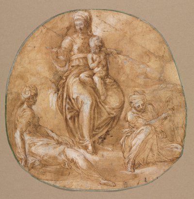 La Virgen y el Niño con Santa Catalina de Alejandría y una santa anciana, c. 1545 de Battista Franco