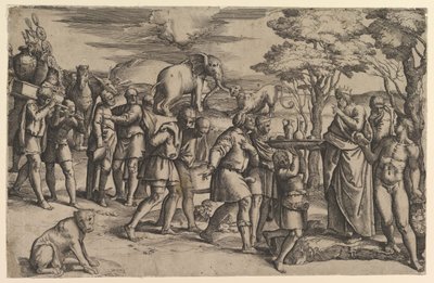 Melquisedec ofreciendo pan y vino a Abraham, ca. 1547 de Battista Franco Veneziano